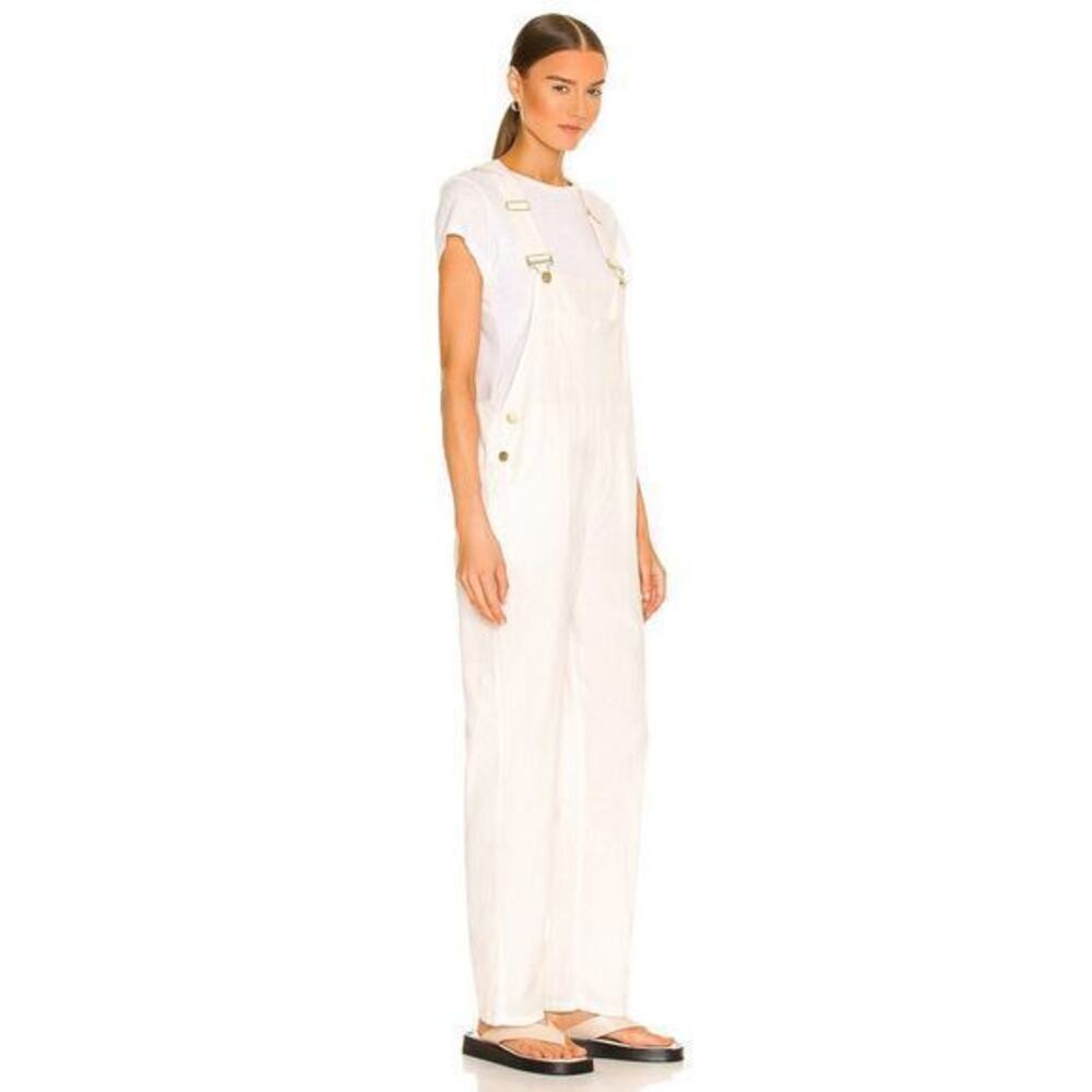 Weworewhat Basic Overalls Jumpsuit Off White Line… - image 3